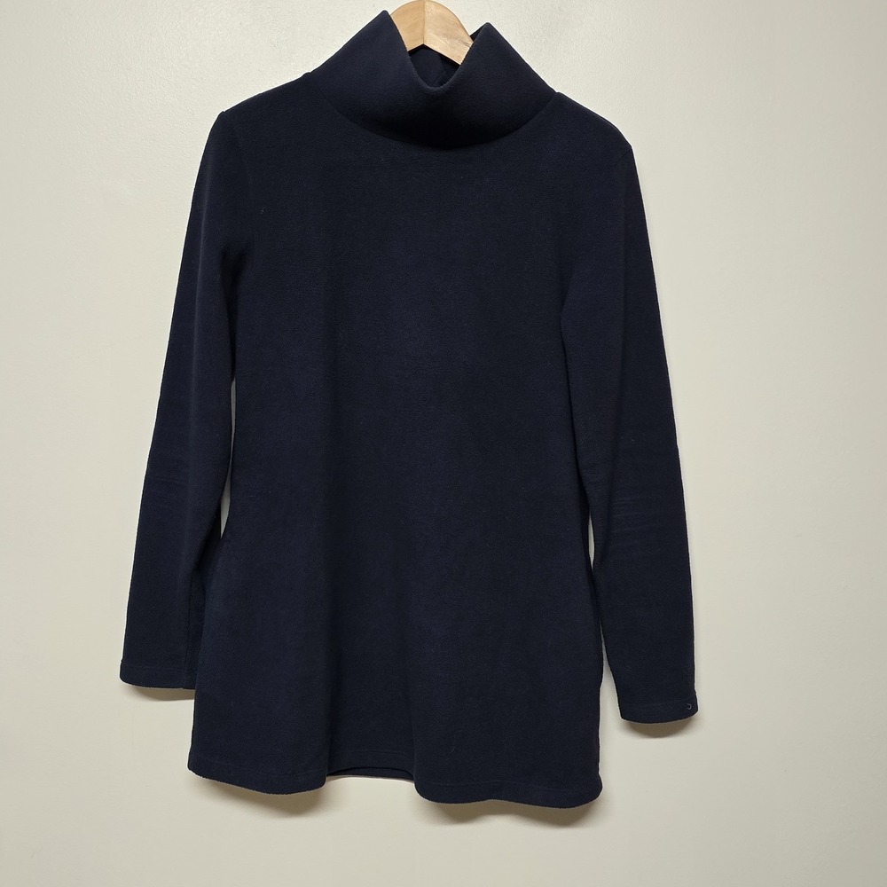 Dudley Stephens Cobble Hill Tunic Pockets Turtleneck Vello Size Medium Navy Blue